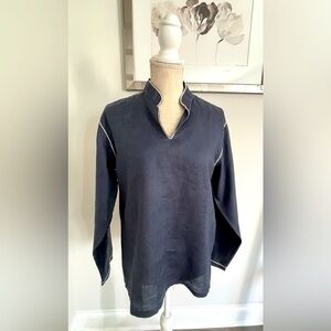 Sentiment Navy Long Sleeve Linen Tunic with White Trim